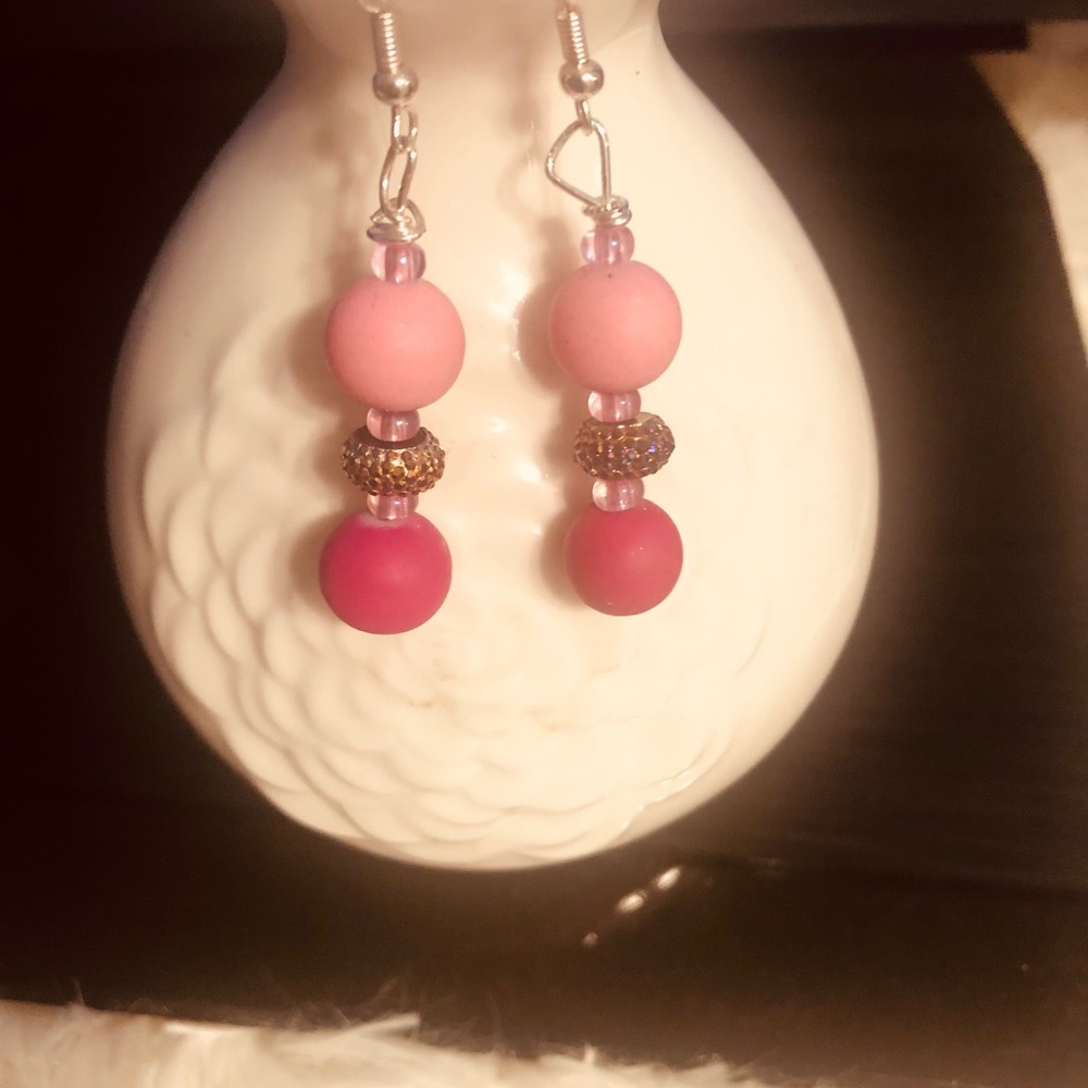 Forest Fairy Pink glitter Earrings - Picture 2 of 2